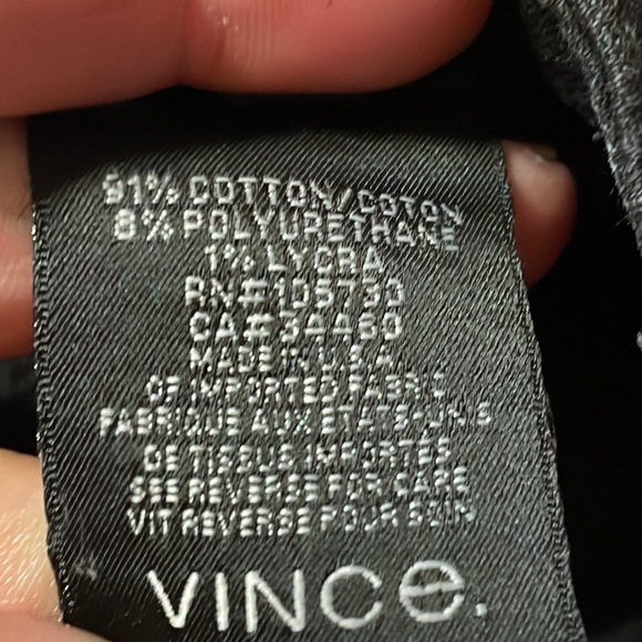 •VINCE•BLACK DENIM MOTO HIGH WAISTED SKINNY JEANS WITH ANKLE ZIPPERS. SIZE 27x30 - Picture 13 of 13